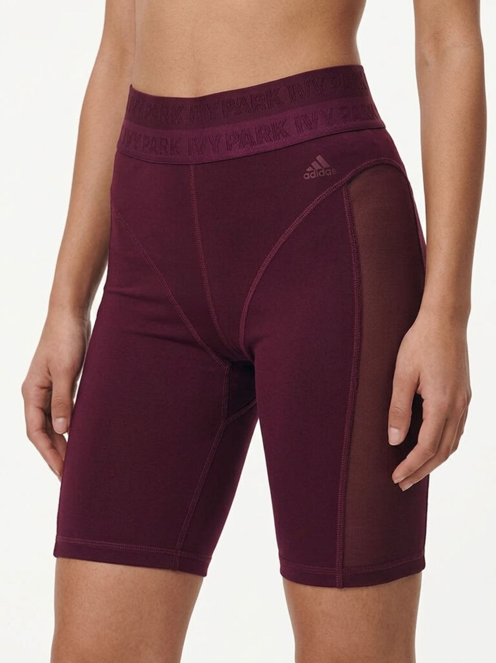 ADIDAS X IVY PARK | High-Waist Burgundy Biker Shorts Mesh Sides Women’s Size S